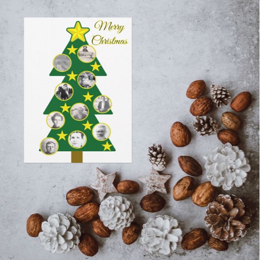 Modern Christmas Tree with Photo Ornaments  カード
