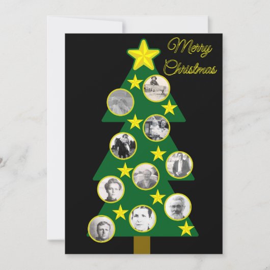 Modern Christmas Tree with Photo Ornaments Black カード (正面)