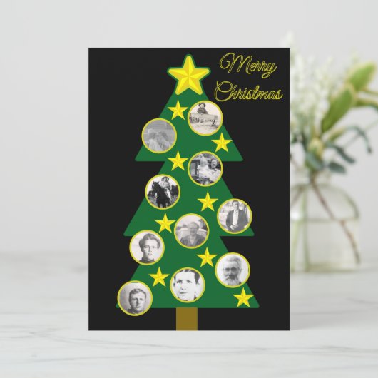 Modern Christmas Tree with Photo Ornaments Black  カード (スタンド正面)
