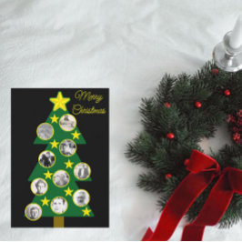 Modern Christmas Tree with Photo Ornaments Black  カード