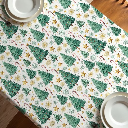Modern Christmas trees festive holiday tablecloth テーブルクロス