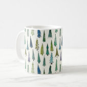 Modern Christmas Trees Illustrated Pattern コーヒーマグカップ (正面左)