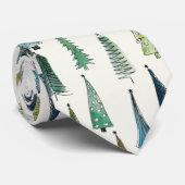 Modern Christmas Trees Illustrated Pattern ネクタイ (ロール)