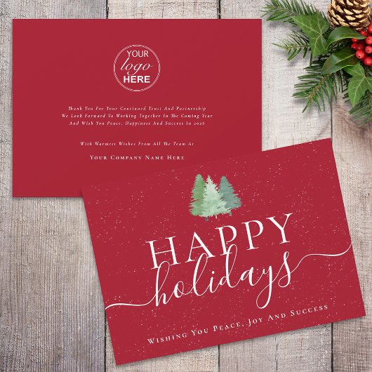 Modern Christmas Trees Logo Red Business シーズンカード