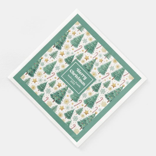 Modern Christmas Trees Minimalist Paper Napkins (コーナー)