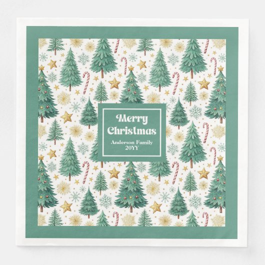 Modern Christmas Trees Minimalist Paper Napkins (正面)