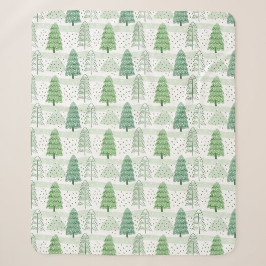Modern Christmas Trees Pattern  シェルパブランケット (正面)