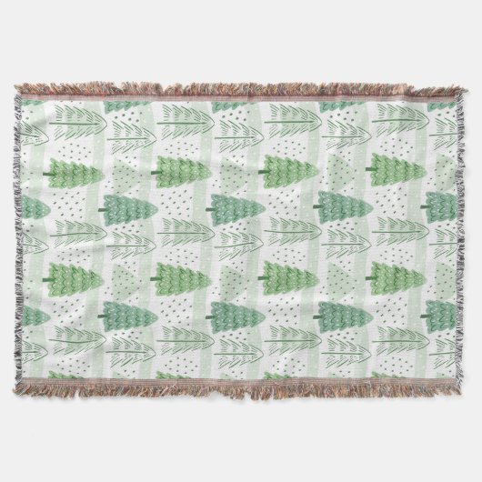 Modern Christmas Trees Pattern  スローブランケット (正面)