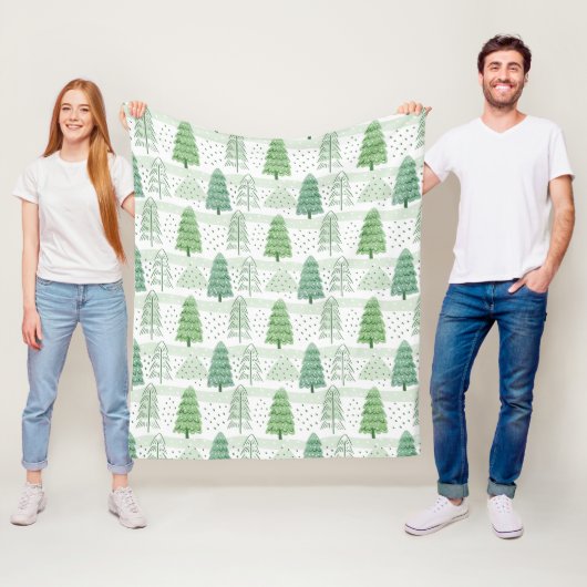 Modern Christmas Trees Pattern フリースブランケット (インサイチュ)