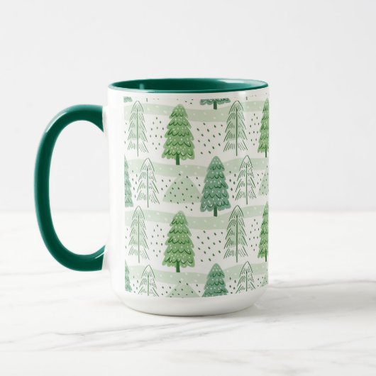 Modern Christmas Trees Pattern マグカップ (左)