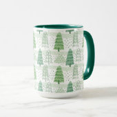 Modern Christmas Trees Pattern  マグカップ (正面右)