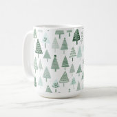 Modern Christmas Trees White and green コーヒーマグカップ (正面左)