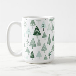 Modern Christmas Trees White and green コーヒーマグカップ