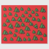 Modern Christmas Trees Wrapping Red Paper ラッピングペーパー (フラット)
