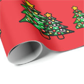 Modern Christmas Trees Wrapping Red Paper ラッピングペーパー (ロールコーナー)