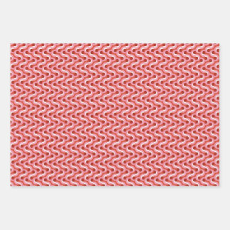 Modern Christmas Wavy Geometric Stripe in Bold Red ラッピングペーパーシート