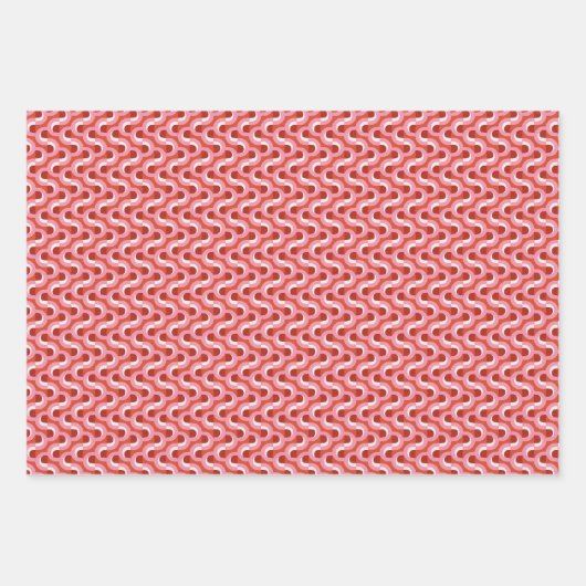 Modern Christmas Wavy Geometric Stripe in Bold Red ラッピングペーパーシート (正面)