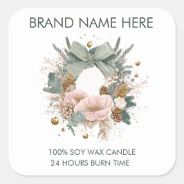 Modern Christmas Wreath | Candle Labels スクエアシール