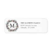Modern Christmas Wreath Return Address ラベル (正面)