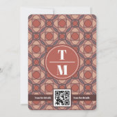 Modern Cinnamon and Marsala Art Deco Wedding QR 招待状 (裏面)