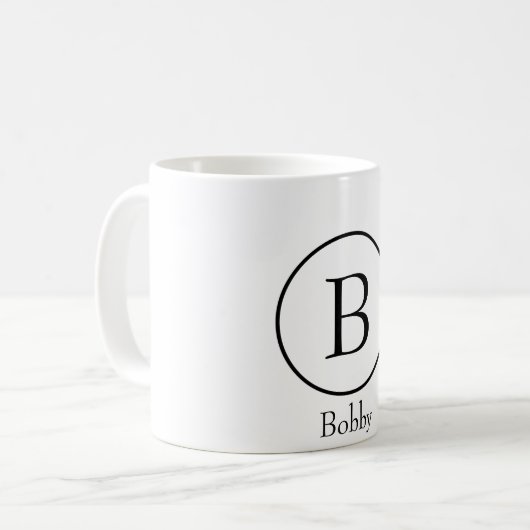 Modern Circle Initial Monogram Coffee Mug コーヒーマグカップ (正面左)