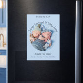 Modern Circle Photo Twin Magnet Birth Announcement