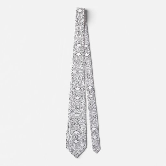 Modern Circuit Board Necktie - B&W Tech Geek ネクタイ (正面)