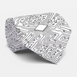 Modern Circuit Board Necktie - B&W Tech Geek ネクタイ