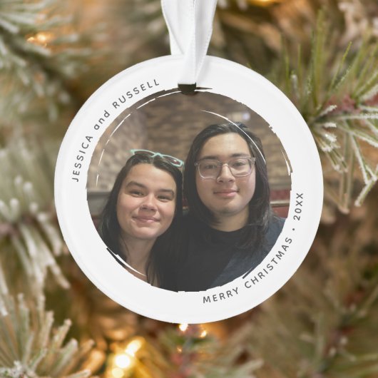 Modern Circular Grunge 2 Photos Acrylic オーナメント (ツリー)