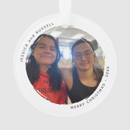 Modern Circular Grunge 2 Photos Acrylic オーナメント (裏面)