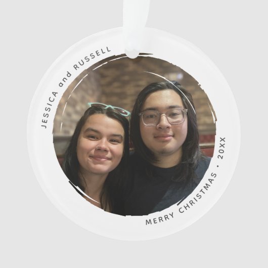 Modern Circular Grunge 2 Photos Acrylic オーナメント (正面)