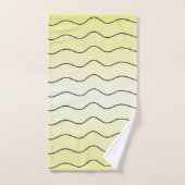 Modern Citrus Buttermint Yellow Black Initial バスタオルセット (ハンドタオル)