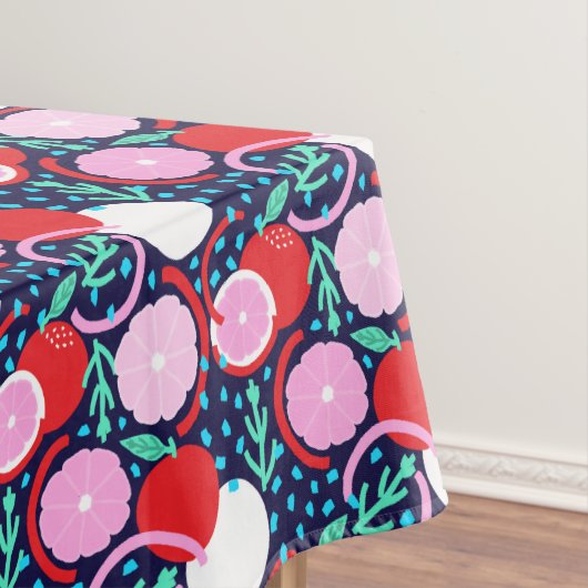 Modern Citrus Fruit Confetti Summer Midnight テーブルクロス (インサイチュ)