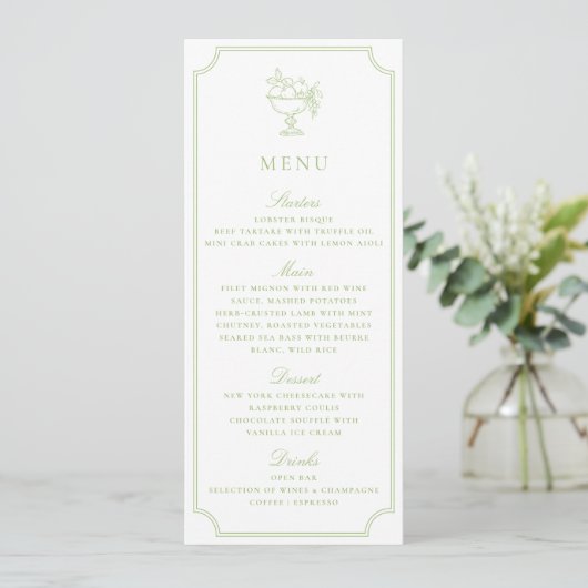 Modern Citrus Green Double Frame Wedding Menu 招待状 (スタンド正面)