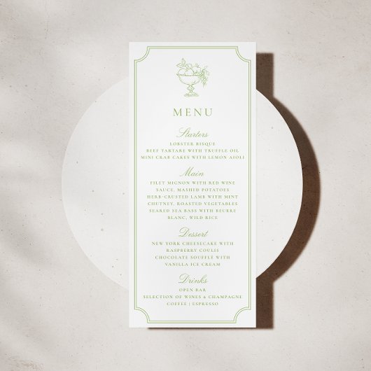 Modern Citrus Green Double Frame Wedding Menu 招待状