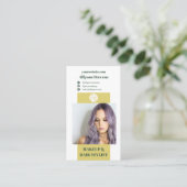 Modern Citrus Green Hair Stylist QR code Logo 名刺 (スタンド正面)