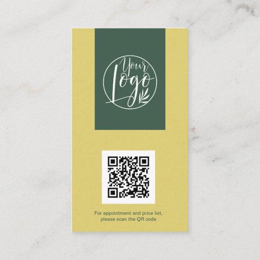 Modern Citrus Green Hair Stylist QR code Logo 名刺 (裏面)