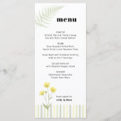 Modern Citrus Green Wildflower Stripe Wedding Menu メニュー (正面)