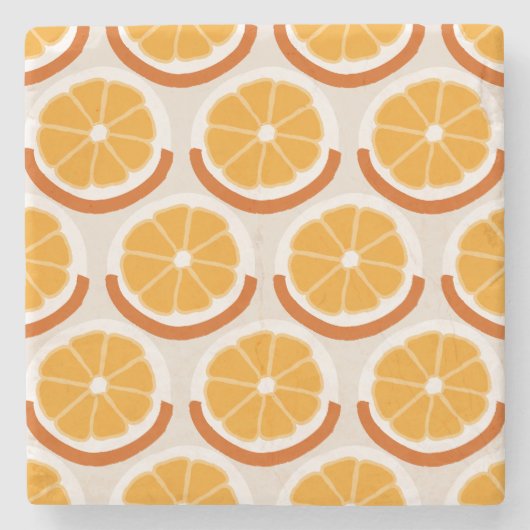 Modern Citrus Slice Retro Kitchen ストーンコースター (正面)