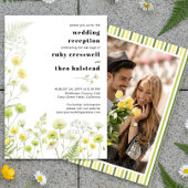 Modern Citrus Wildflower Stripe Photo Reception 招待状