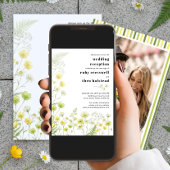 Modern Citrus Wildflower Stripe Photo Reception 招待状