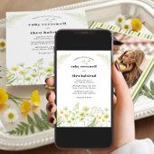 Modern Citrus Wildflower Stripe Photo Wedding 招待状