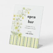 Modern Citrus Wildflower Stripe Wedding Open Bar 台座サイン (正面)