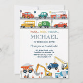 Modern City Transportation birthday Party 招待状 (正面)