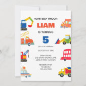 Modern City Transportation birthday Party 招待状 (正面)