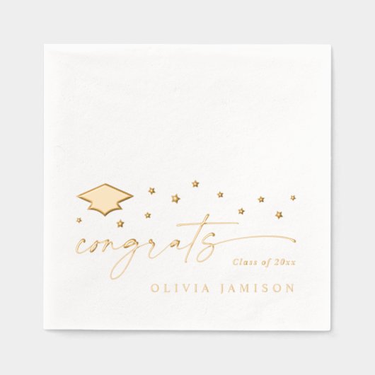 Modern Class of 2026 Congrats Graduation Party 箔ナプキン (正面)