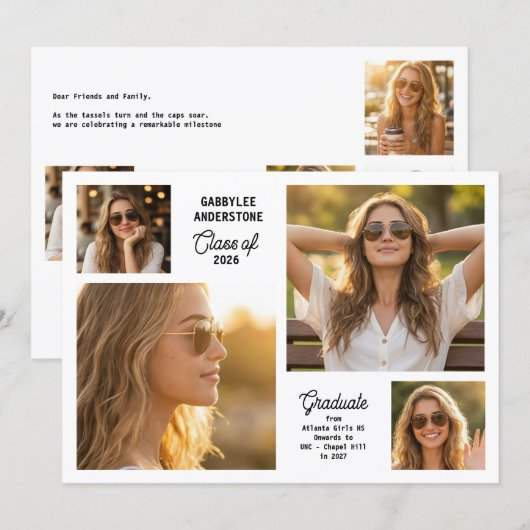 Modern Class of 2026 Multi Photo Graduation  案内状 (正面/裏面)