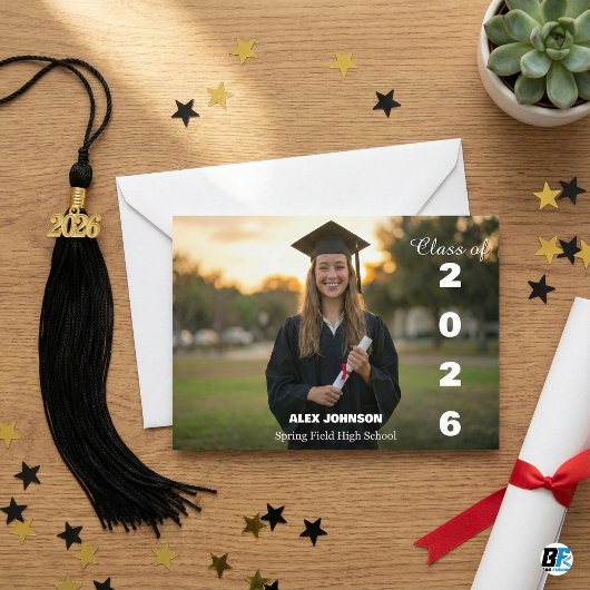 Modern Class of 2026 Photo Graduation 招待状