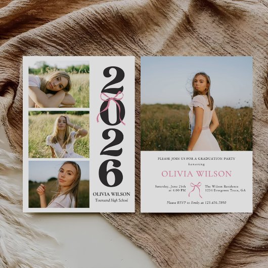 Modern Class of 2026 Photo Graduation Party 招待状