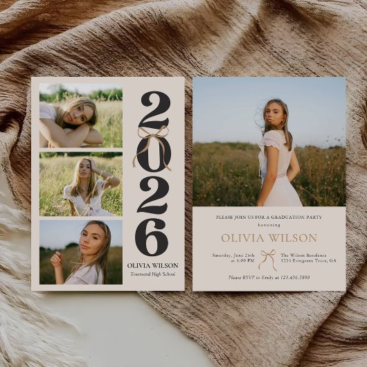 Modern Class of 2026 Photo Graduation Party 招待状